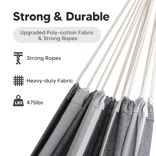 SUNCREAT Hammocks for Outside, Portable Heavy Duty Tree Hammock, Dark Gray & Light Gray by SUNCREAT - Image 3
