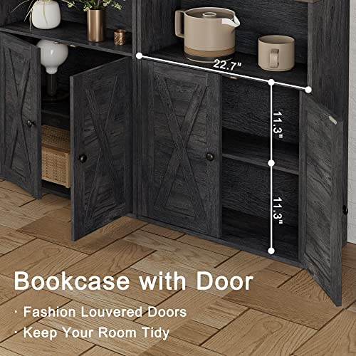 Ironck Industrial Bookshelves And Bookcases With Doors Floor Standing 6 Shelf Display Storage Shelves 70 In Tall Bookcase Home Decor Furniture For Home Office, Living Room #TOP3