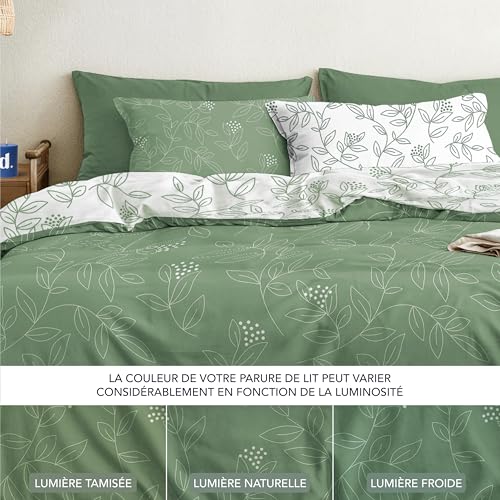 Dreamzie Parure Microfibre Zip 240x220 Feuillage 2 Taies 65x65 – vue 6