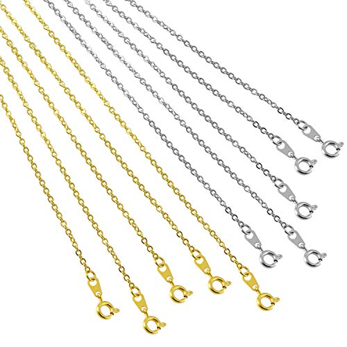 Forise 10Pcs 18 Inches Stainless Steel Cable Chains Necklace Gold and Silver Link Cable Chain Charms with Spring Clasps for Jewelry Making,1.5mm