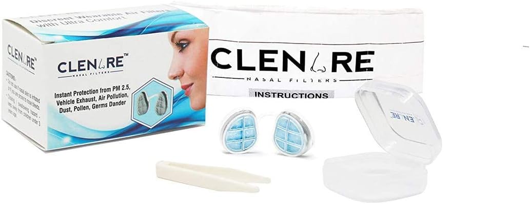 CLENARE Invisible Nasal Filter Body with Pre-installed Filters, Washable and Reusable Pollution Filter Nose Mask - Pack of 1 (Medium Round)