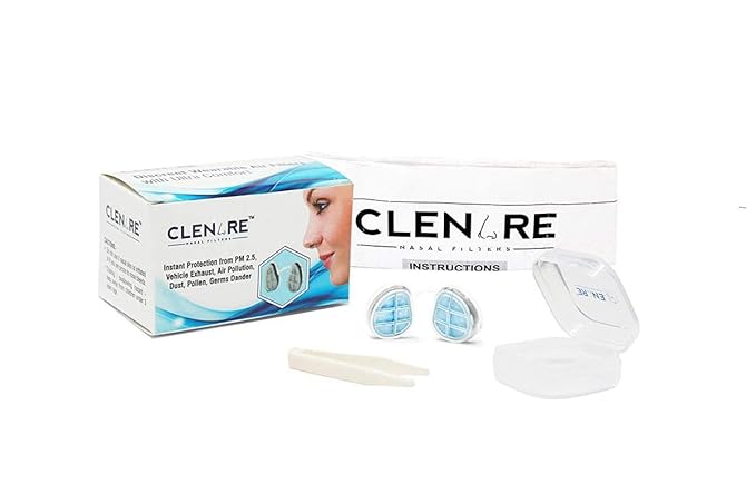 CLENARE Invisible Nasal Filter Body with Pre-installed Filters, Washable and Reusable Pollution Filter Nose Mask - Pack of 1 (Medium Round)