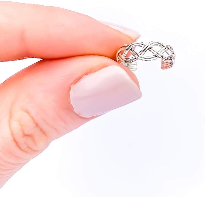 Ear Cuffs for Women Non Piercing Sterling Silver, 925 Sterling Silver, 4mm width, 12mm Diameter, Adjustable, No Piercing, Conch Ear Cuff, No Piercing Earring, Braided (Sterling Silver)