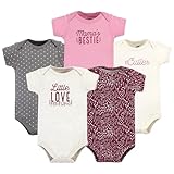 Hudson Baby Unisex Baby Cotton Bodysuits, Little Love Flowers 5-Pack, 0-3 Months