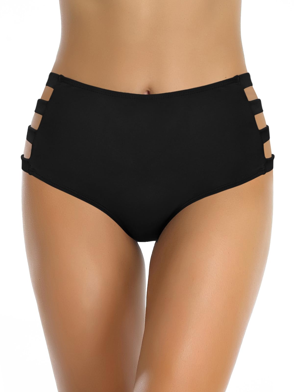 SHEKINI Parte inferior de bikini para mujer, cintura alta, pantalones cortos de baño de talla grande, parte inferior de natación recortada S-4XL