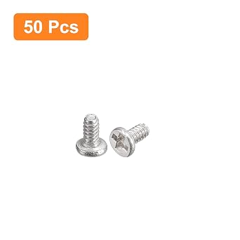 uxcell M1-0.25 x 2mm 50Pcs Flat Round Head Screws 304 Stainless Steel Phillips Drive Machine Screws Hardware Fastener for Furniture Connection