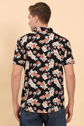 Image of Mens Printed Casual Shirts Short Sleeves Button Down Tropical Shirts