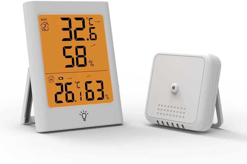 JSEIAJB Indoor and Outdoor Touch Screen Hygrometer Waterproof Weather Station Weather Clock(D)