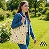 MINIMARG Printed 100% Cotton Tote Bag Souvenir for Presents | London Canvas Gift Bag | Reusable UK Shopping Bag | Size 38x42cm+65cm long Handle (Floral) #1