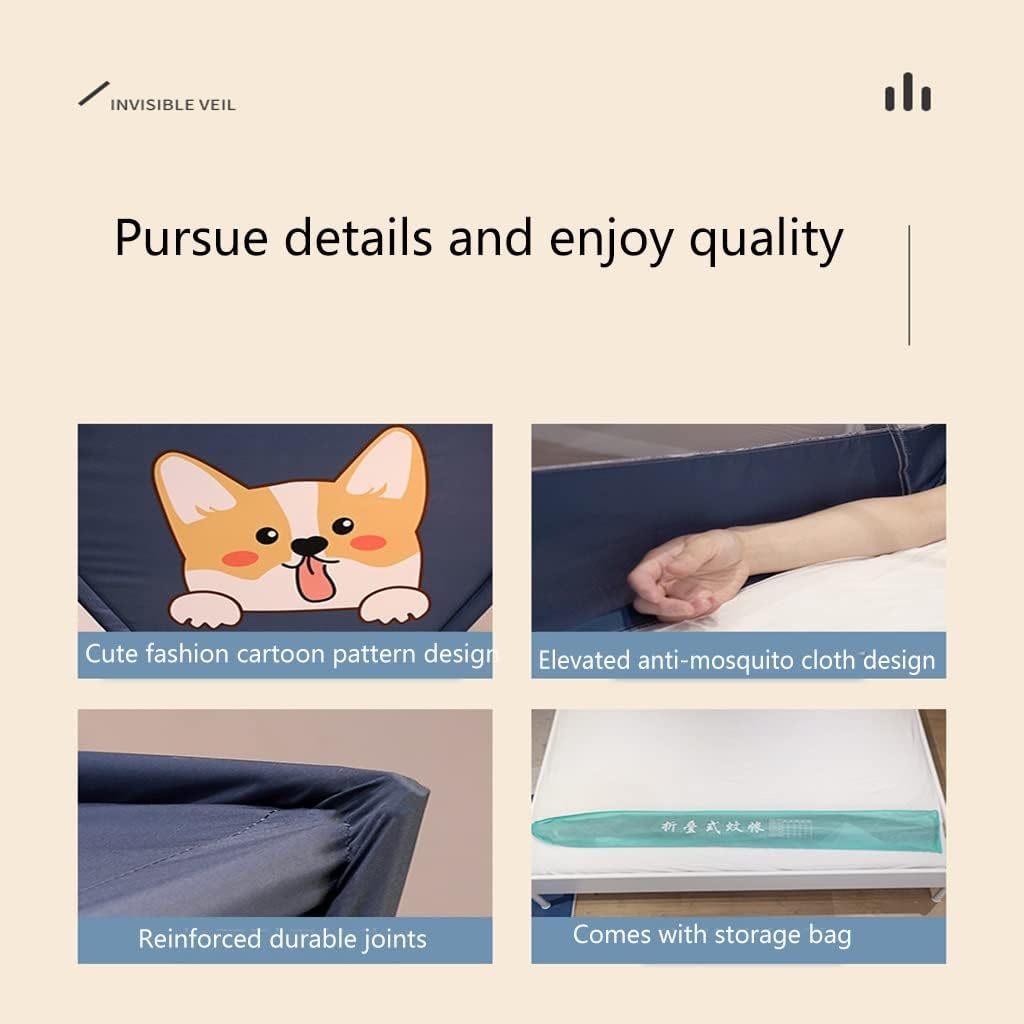 Portable Folding Mosquito Net Bottom Breathable Bed for Bed Camping Travel Home Indoor and Outdoor (Color : D, Size : 1.35m Bed)