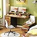 Flrrtenv 52 Inch Office Desk with 6 Drawers and Printer Space for Storage, Reversible Computer Desk with Monitor Stand & Power Outlets, Home Office Desks, Vintage