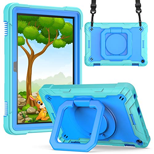 ^ubgPCP[X Amazon New Fire HD 8.0 2020 2020 2020ȊȑϏՌ̌SȁAho360x]@\OObvuPbg obNP[XJo[ (Color : Aqua+BLUE)