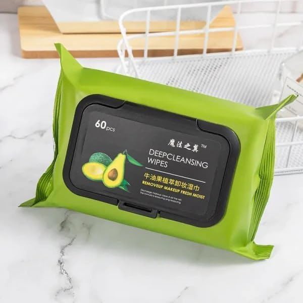 MVM Enterprise Avocado Moisturizing Deep Cleansing Wipes, Makeup Remover Facial Wipes, Cucumber & Vitamin E, Hydrating, Refreshing, Soothing (Pack of 1)-image-40