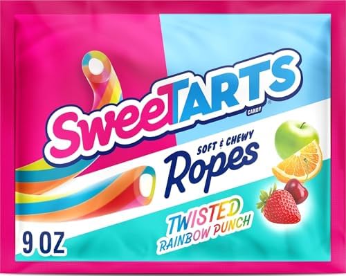 SweeTARTS Ropes Twisted Rainbow Punch Candy, Soft & Chewy, 9 oz