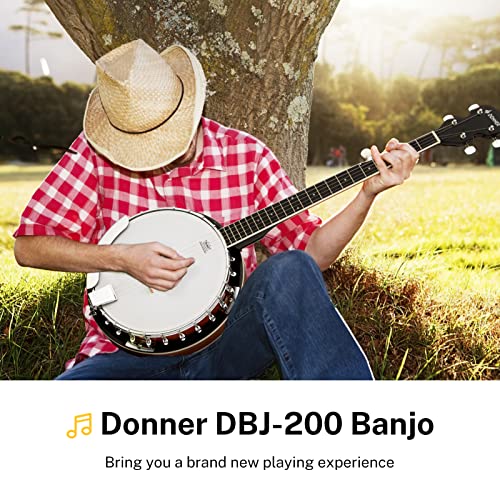 Donner Banjo Full Size 5 String Tenor Banjolele Guitar With Banjo Kit Tuner Gig Bag, Stringed Musical Instruments For Adult Beginner，Dbj-200 #TOP5