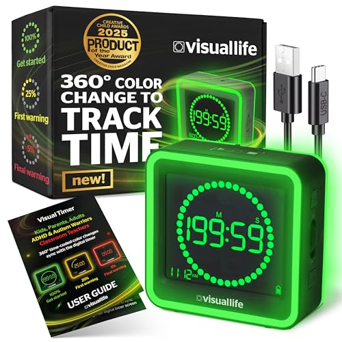 Visual Timer for Kids, Adults, ADHD, Autism & Dyslexia - New Timed Color Cues Anchor Focus, Track Progress & Guide Transitions - For Home, Teacher Classrooms, Homeschool, Business & Groups