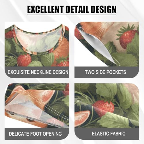 ALAZA Strawberry Cute Cats Pajama Set Short Sleeve Sleepwear Soft Lounge Nightwear4