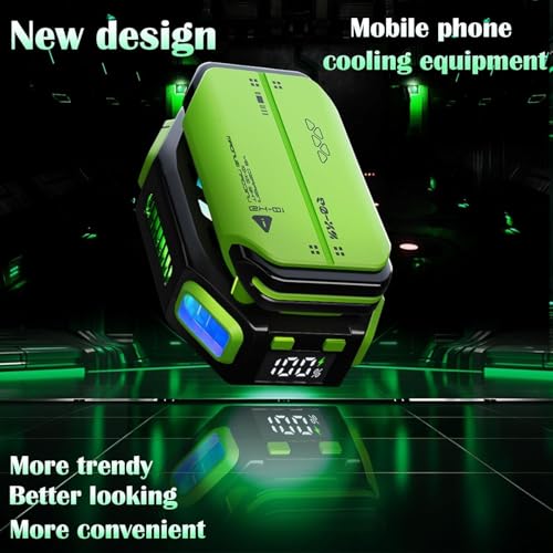 Image of Cubonic X111 Magnetic Mobile Cooling Fan with Mountable Battery Pack(1.5 hr bacup), RGB Light for Mobile Gaming, Live Streamin -Green