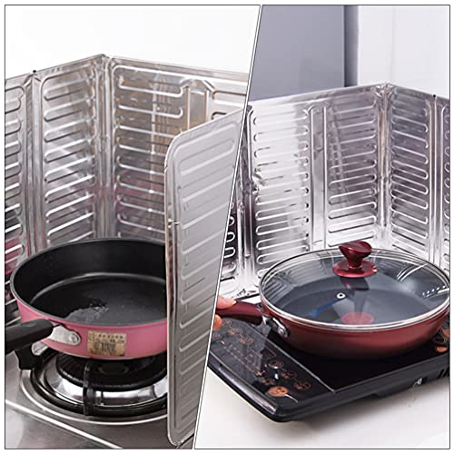 Oil- Guards 6Pcs Aluminum Foil Splatter Screens Oil Baffles Foldable Grease Screen Oven Splatter Guard Gas Stove Oil Splatter Board For Kitchen Cooking Frying Silver Oil- Proof #TOP7
