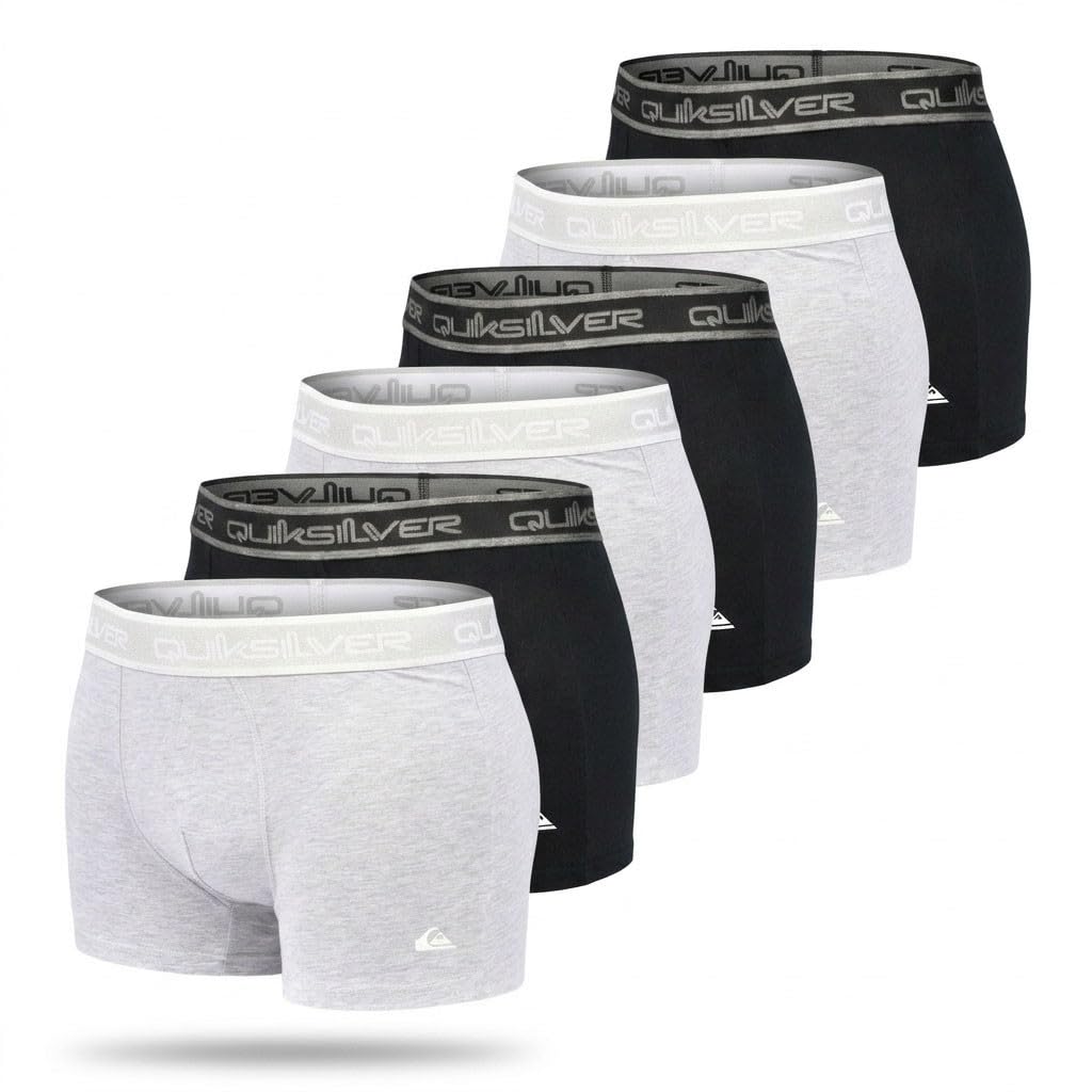 Quiksilver - Confezione da 6 boxer da uomo in cotone elasticizzato con logo