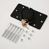 Keyed Alike High Security Puck Lock Set, Heavy Duty Solid Steel Van Door Lock with Hidden Shackle & Hasp, Includes 2 Keys & Mounting Hardware for Trailer, Truck, Gate (Black