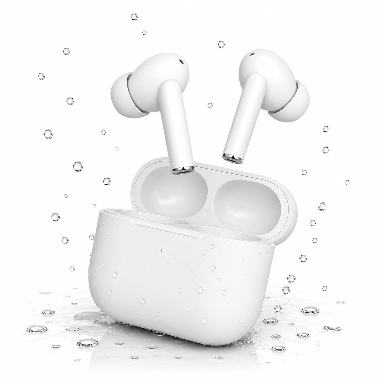 Wireless Bluetooth Earbuds with Fast Pairing, ANC Mic, Hi-Fi Stereo Sound, Touch Control, Type-C Charging Case, IPX5, TWS Earphones for Calling, &Gaming Music (Whete)-image-7
