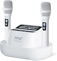 Pyle UHF Wireless Microphone System with 2 USB Rechargeable Mics - Anti-Jamming, High-Fidelity Audio for Karaoke, Conferences & Performances