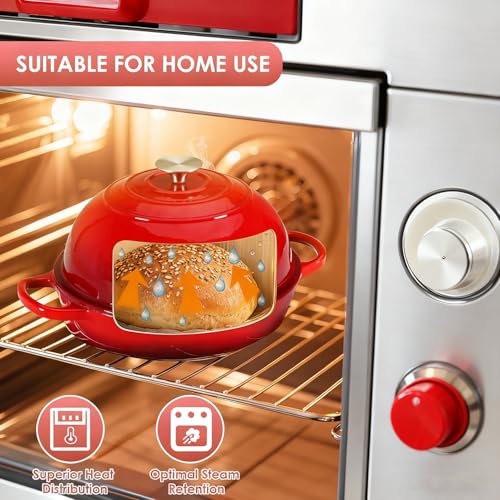 ماسرو وعاء فرن هولندي من الحديد الزهر المطلي بالمينا مع غطاء، فرن هولندي لخبز العجين المخمر، فرن خبز من الحديد الزهر للطبخ، وعاء خبز للتحميص والحساء