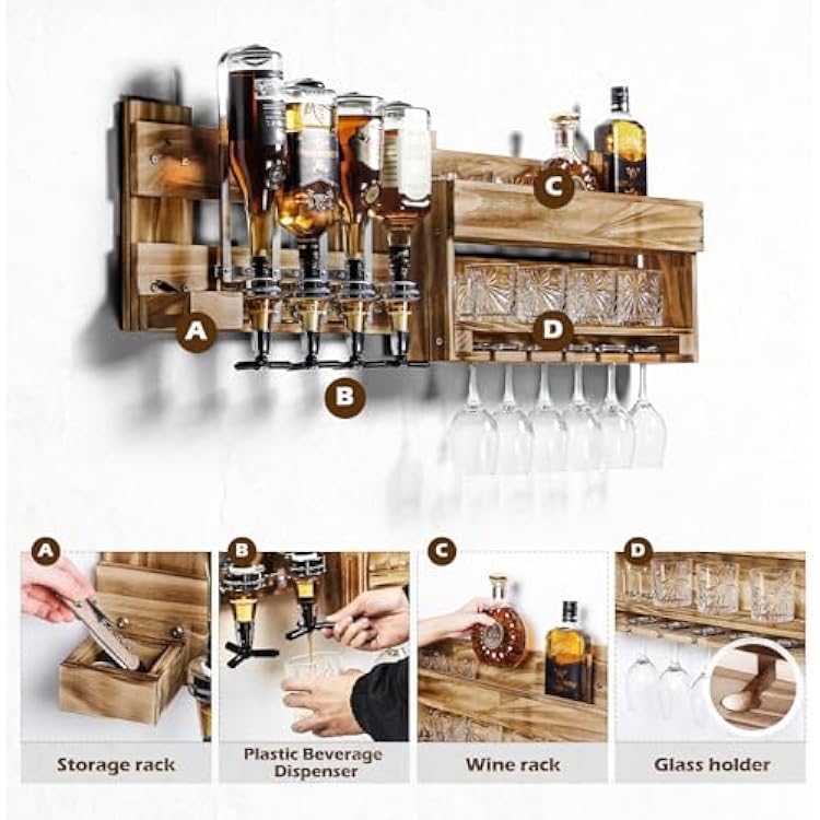 Homde Wine Rack Wall Mounted Wood Alcohol Shelf with Australia | Ubuy