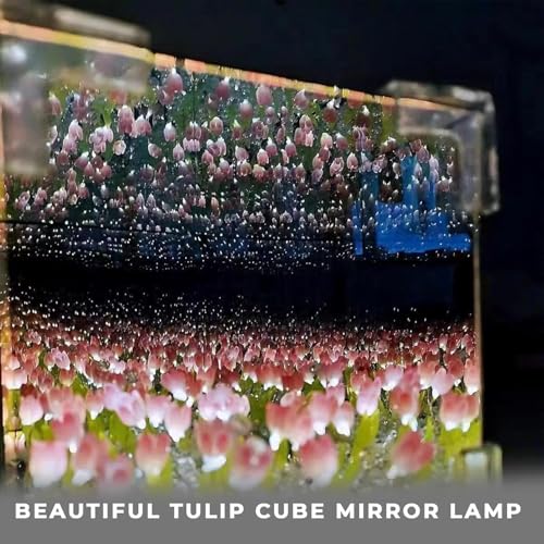 Mirror Tulip Cube LED Lamp - 20 LED Flower Lights, Dual-Purpose Tabletop & Mirror Decor | Gifts for Woman | Valentine Gift 3 51VTLIF0SNL
