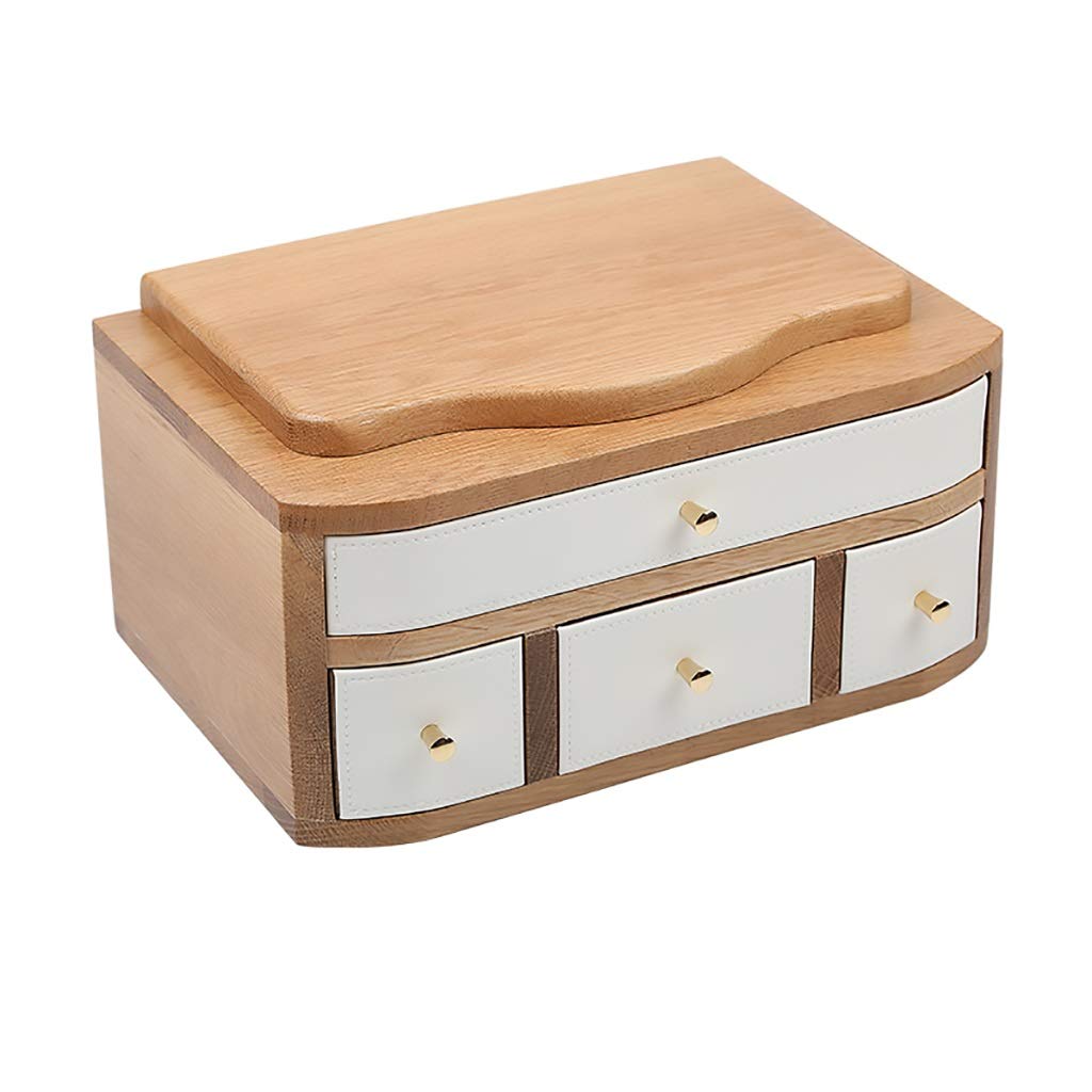 Jewelry Case Mirror Jewelery Box Organizer 4 Drawers Jewelry Organizer Storage Rings Wood PU Women Storage Ring Holder