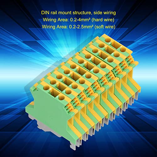 Jadeshay Din Rail Connectors,50 Pieces Din Rail Terminal Blocks Kit Universal Class Terminal Block USLKG-2.5 Grounding Electrical Crimping Terminals Block for Automation,Distribution Cabinet and DIY - Image 4