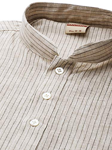 Image of Manthan Self Design Striped Full Sleeves Art Silk Kurta for Men