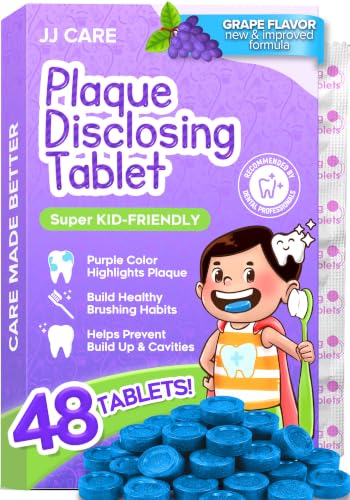 Plaque Disclosing Tablets for Kids and Adults Teeth, 48-Pack Grape Flavor