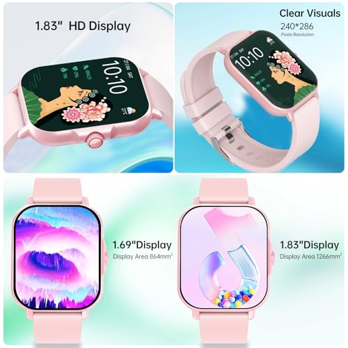 Image of SHKOD Watch1 Pro 1.83 inch HD Display Smart Watch with Bluetooth Calling, AI Voice Assistance, 100 Sports Modes IP67 Rating Fast Charging 240 * 286 Pixel High Resolution (Pink)