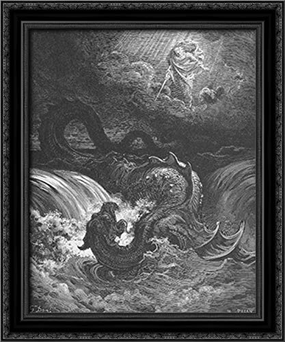 The Destruction Of Leviathan 20x24 Black Ornate Wood Framed Canvas Art by Gustave Dore