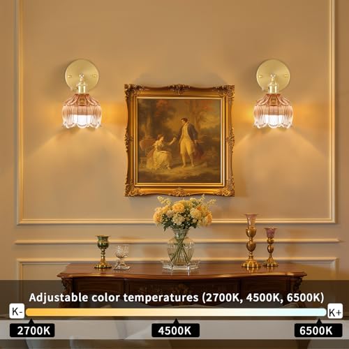 Image of Vintage Battery Operated Wall Sconces, Sconces Wall Decor Set of 2 CCT Dimmable Recharging Wireless Wall Lights with Remote Control for Bedroom Living Room Bathroom Hallway Vanity Coffee Bar