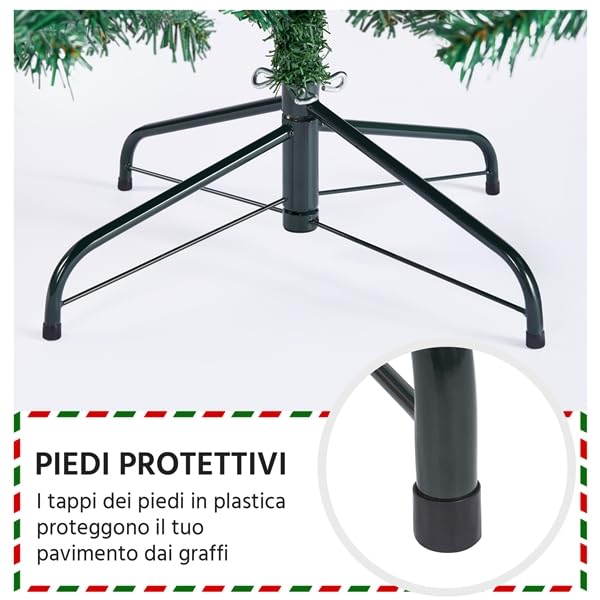 Yaheetech Albero di Natale 219 cm Artificiale Automatico Folto Realistico 1446 Rami Incernierati Supporto in Metallo Pieghevole Decorazioni per Casa Negozio