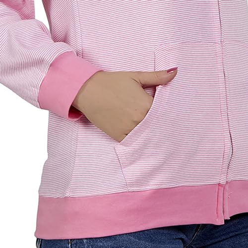 Image of CAUSTIC Women's Hoodie Jacket Sweatshirt - Casual Full Zip Up Long Sleeve Cotton Blend Outwear with Pockets & Hooded Top (White)