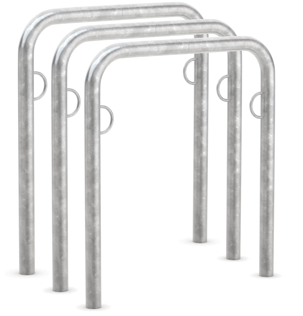 Lot de 3 Dreifke Arceau Vélo Trust 10 Dreifke à Sceller, 750mm | avec Œillets de Sécurité | Support pour 2 Vélos | Appui-vélo en Acier Galvanisé | Qualité Pro