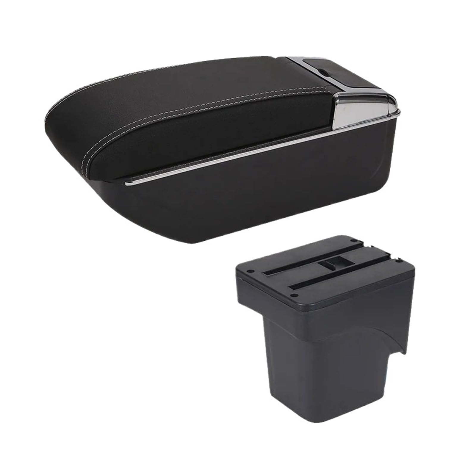 Umdjju D3 Black White Nousb For Focus For Mk2 Armrest Box Car Accessories Interior Details Retrofit Parts Storage Car Centre Console Armrest Box(D3 Black White Nousb)