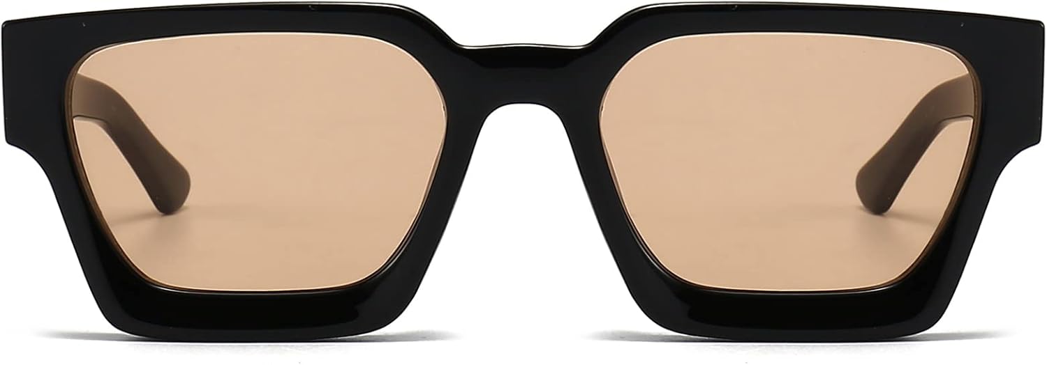 EYLRIM Thick Square Frame Sunglasses for Women Men Fashion Chunky Rectangle Sun Glasses Black Shades - Image 4