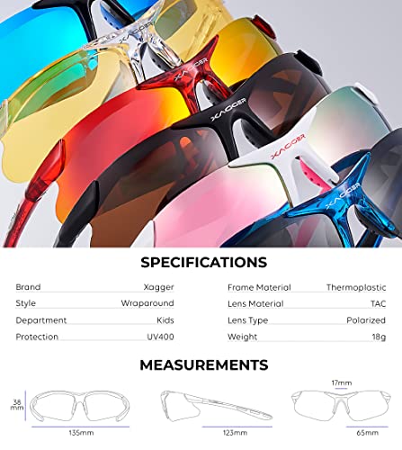 Xagger Youth Polarized Sports Sunglasses For Boys Girls Age 8-16 Kids Teens Lightweight Baseball Softball Cycling Running Glasses #TOP5