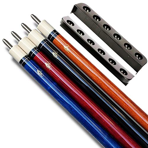 Tai ba cues Set of 4 Pool Cue Stick (18oz + 19oz + 20oz + 21oz) with Cue Rack, 13mm Tip, 58", Hardwood Canadian Maple Professional Billiard - Thumbnail 2