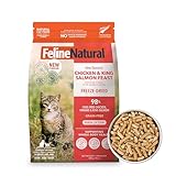Feline Natural Freeze Dried Cat Food - Grain-Free and High Protein Cat Food from New Zealand, Complete Meal or Topper for Kittens, Adults, and Senior Cats, Chicken and King Salmon, 320g