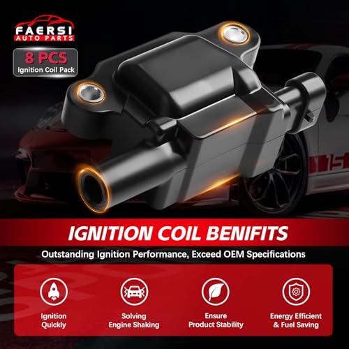 12611424 Pack of 8 Ignition Coils Pack Compatible with Chevy GMC Cadillac Pontiac 5.3L 6.0L V8 - G8 Grand Prix Avalanche Impala Tahoe Suburban Silverado Trailblazer Yukon Replace 12570616 UF413 D510C - Thumbnail 6