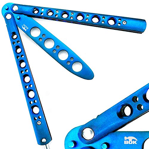 BOKHAMMER - Coltello Balisong, da Allenamento, Colore: Blu