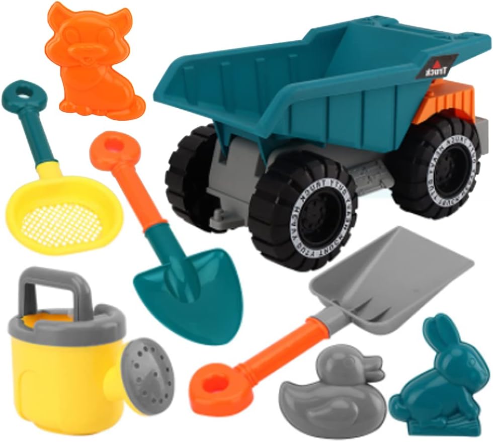 Beach Toys, 8PCS Sand Toys for Toddlers, Beach Sand Car Toys and Shovels Kids Beach Playsets Sandbox Toys for Kid Travel Outdoor Toys,Sand Trays Toy for Boys and Girls Birthday Party Favor