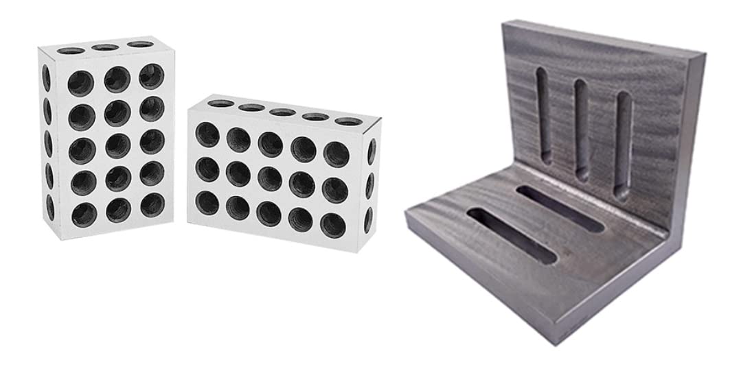 HHIP 9999-0004 8 X 6 X 5" Slotted Angle Plate & 01-02-2003 Precision Block Set