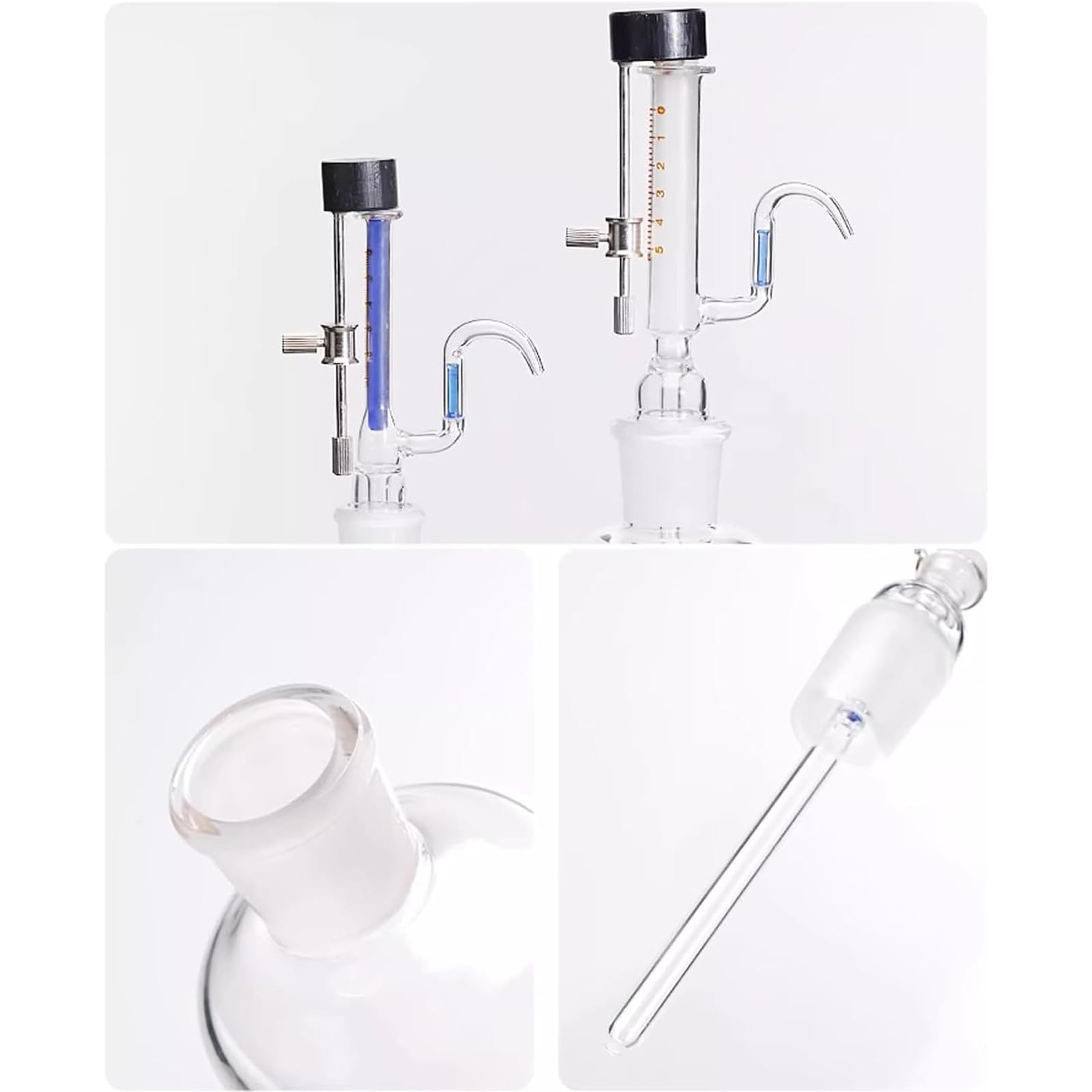 Butelka ze szklaną pipetą 1/5 ml, mikroregulacyjny dozownik cieczy, z pokrętłem regulacyjnym ze stali nierdzewnej, do precyzyjnych pomiarów laboratoryjnych